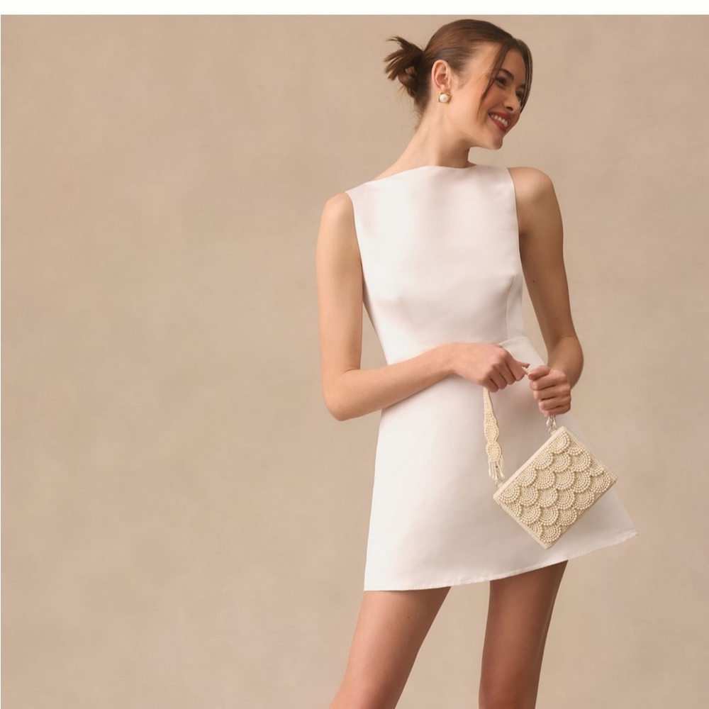 Reformation White Zenni Satin Mini Dress